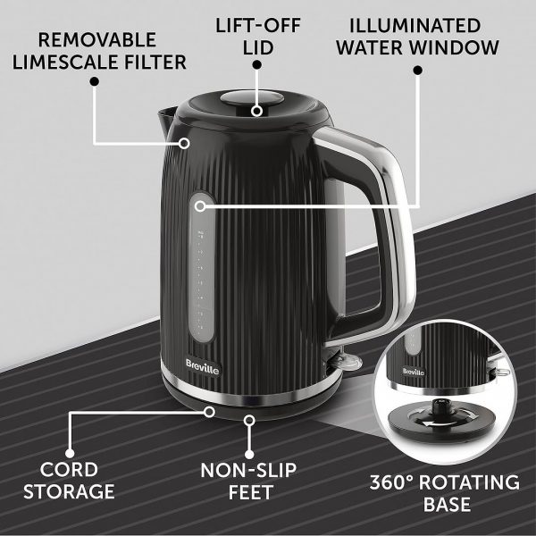 Breville Bold Black Collection: 1.7L Fast-Boil Kettle & 2-Slice High-Lift Toaster in Sleek Black & Silver - Image 3