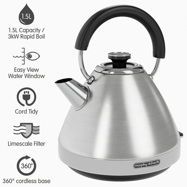 Glace Noir 1.7L Pyramid Electric Kettle – Sparkling Black Edition - Image 6