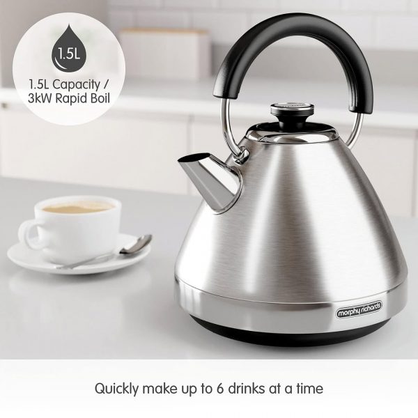 Glace Noir 1.7L Pyramid Electric Kettle – Sparkling Black Edition - Image 4