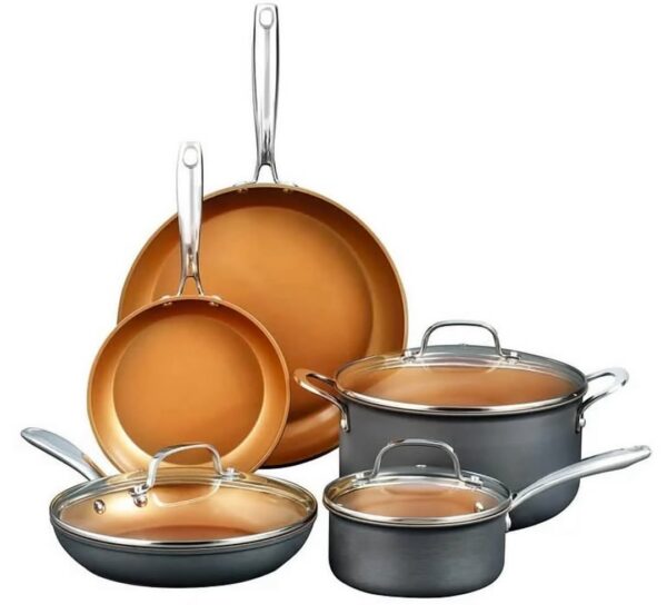 Titanium Steel Pro 8-Piece Hard Anodized Non-Stick Cookware Set