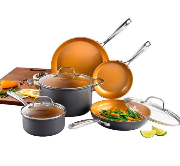 Titanium Steel Pro 8-Piece Hard Anodized Non-Stick Cookware Set - Image 3