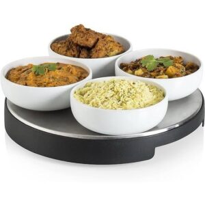 Electric Food Warmer with Assorted Dishes Turn Table