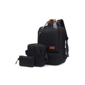 3-in-1 Backpack Set – Laptop Backpack, Shoulder Bag & Small Pouch (Black)