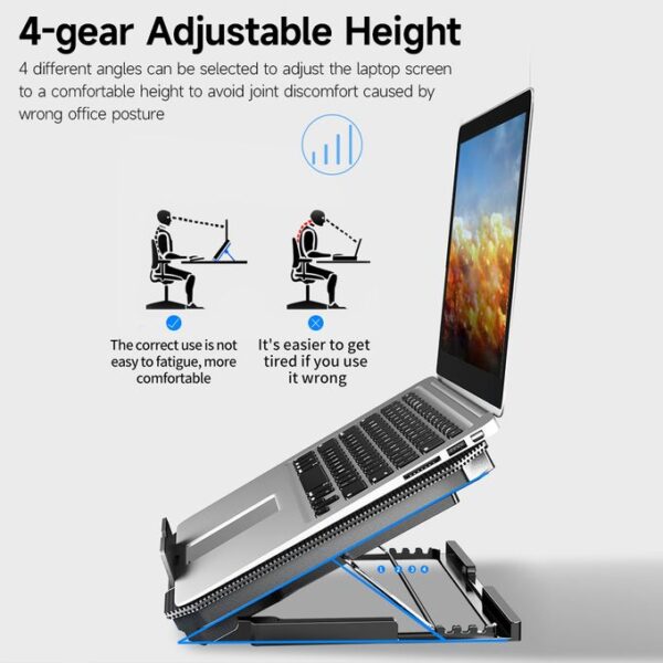 Ergonomic Adjustable Laptop Stand with Silent Cooling Fan - Image 2