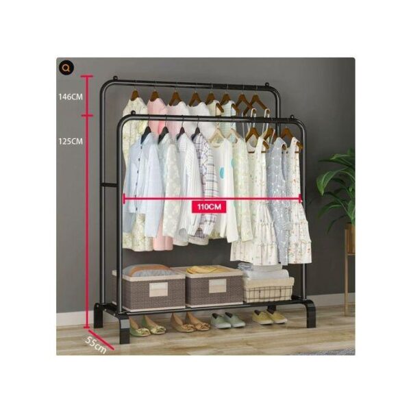 Portable Wardrobe Closet with Standing Clothing Rack & Hanger - Image 2
