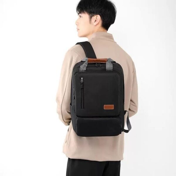 3-in-1 Backpack Set – Laptop Backpack, Shoulder Bag & Small Pouch (Black) - Image 3
