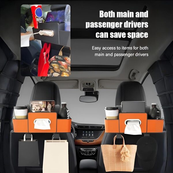 Durable Car Backseat Organizer with Storage Pockets, Cup Holders & Hooks - Image 4