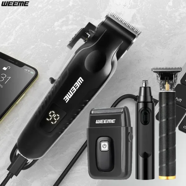 4-in-1 Men’s Grooming Kit with LCD Display – USB Rechargeable Clipper, Trimmer, Shaver & Nose Hair Remover - Image 4