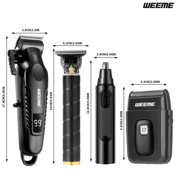4-in-1 Men’s Grooming Kit with LCD Display – USB Rechargeable Clipper, Trimmer, Shaver & Nose Hair Remover - Image 3