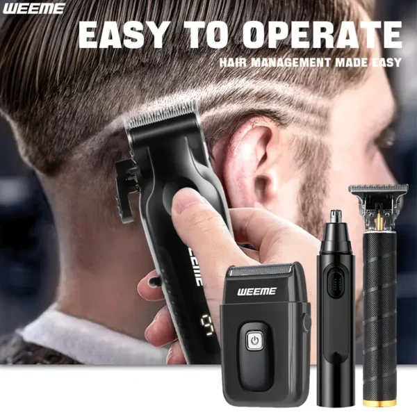 4-in-1 Men’s Grooming Kit with LCD Display – USB Rechargeable Clipper, Trimmer, Shaver & Nose Hair Remover - Image 5