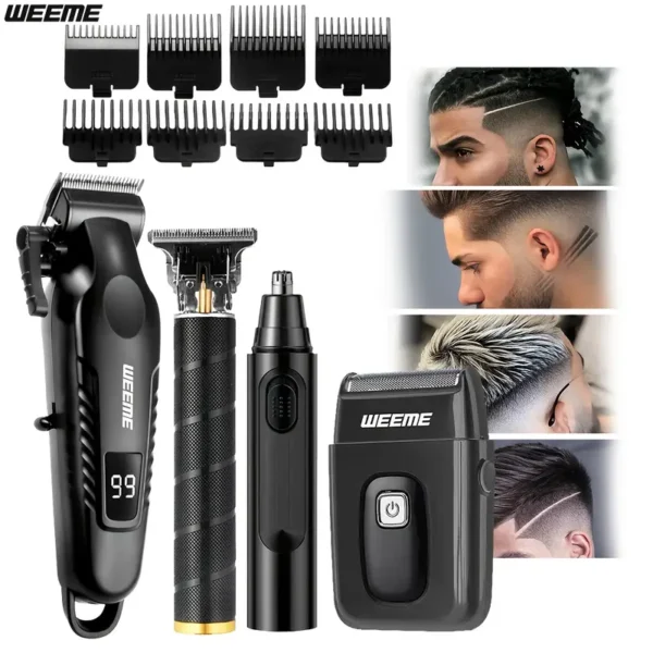 4-in-1 Men’s Grooming Kit with LCD Display – USB Rechargeable Clipper, Trimmer, Shaver & Nose Hair Remover - Image 2